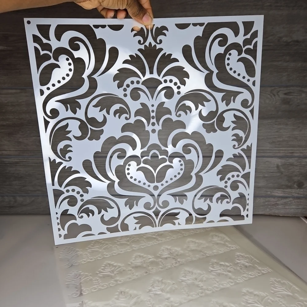 Elegant White Wall Stencil Decor Large Pieces 9set